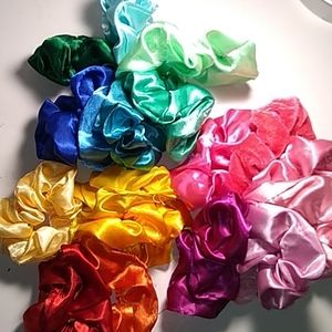 Blue pink and red set scrunchies